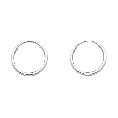 14K Gold Polished 1.5mm Round Tube Endless Hoop Earrings on white background - Italian Fashions