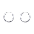 14K Gold Polished 2mm Round Tube Endless Hoop Earrings on white background - Italian Fashions