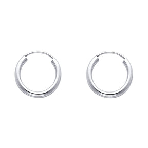 14K Gold Polished 2mm Round Tube Endless Hoop Earrings on white background - Italian Fashions