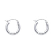 14K White Gold 2mm Polished Round Tube Hoop Earrings - 12mm