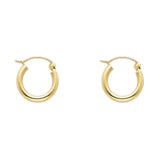 14K Yellow Gold 2mm Polished Round Tube Hoop Earrings - 12mm