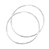 14K White Gold Diamond-Cut 1.5mm Endless Hoop Earrings 45mm on White Background