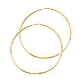 14K Yellow Gold Diamond-Cut 1.5mm Endless Hoop Earrings 45mm on White Background