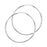 14K White Gold Diamond-Cut 1.5mm Endless Hoop Earrings 38mm on White Background