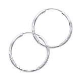 14K White Gold Diamond-Cut 1.5mm Endless Hoop Earrings 23mm on White Background