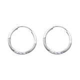 14K White Gold Diamond-Cut 1.5mm Endless Hoop Earrings 16mm on White Background
