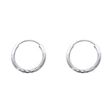 14K Gold Diamond-Cut 1.5mm Endless Hoop Earrings on white background - Italian Fashions