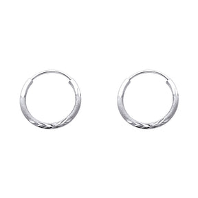 14K Gold Diamond-Cut 1.5mm Endless Hoop Earrings on white background - Italian Fashions