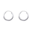 14K Gold Diamond-Cut 2mm Endless Hoop Earrings on white background - Italian Fashions
