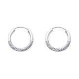 14K Gold Diamond-Cut 2mm Endless Hoop Earrings on white background - Italian Fashions