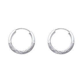 14K Gold Diamond-Cut 2mm Endless Hoop Earrings on white background - Italian Fashions