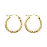 14K Yellow Gold 2mm Diamond-Cut Round Tube Hoop Earrings - 17mm