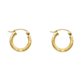 14K Yellow Gold 2mm Diamond-Cut Round Tube Hoop Earrings - 12mm