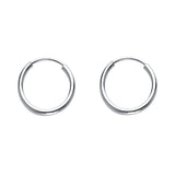 14K Gold Polished 1.2mm Round Tube Endless Hoop Earrings on white background - Italian Fashions