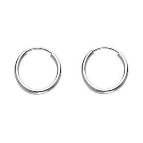 14K Gold Polished 1.2mm Round Tube Endless Hoop Earrings on white background - Italian Fashions
