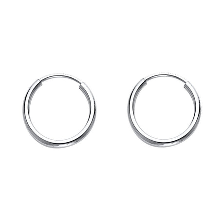 14K Gold Polished 1.2mm Round Tube Endless Hoop Earrings on white background - Italian Fashions