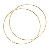 14K Yellow Gold Faceted 1.5mm Round Tube Hoop Earrings 65mm on White Background