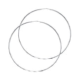 14K White Gold Faceted 1.5mm Round Tube Hoop Earrings 55mm on White Background