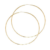 14K Yellow Gold Faceted 1.5mm Round Tube Hoop Earrings 55mm on White Background