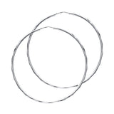 14K White Gold Faceted 1.5mm Round Tube Hoop Earrings 35mm on White Background