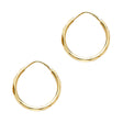 14K Gold Faceted 1.5mm Round Tube Hoop Earrings on white background - Italian Fashions