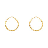14K Yellow Gold Diamond-Cut 1.5mm Endless Hoop Earrings on white background - Italian Fashions