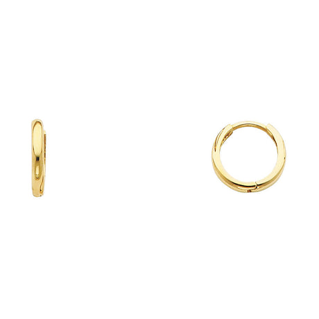 14K Yellow Gold Small Plain Huggie Earring on White Background