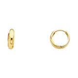 14K Yellow Gold Small Plain Huggie Earring on White Background