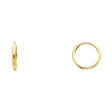 14K Gold Faceted Diamond-Cut Huggie Earrings on white background - Italian Fashions