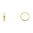 14K Yellow Gold Plain Huggie Earring on White Background