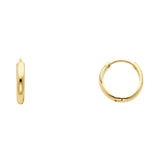 14K Yellow Gold Plain Huggie Earring on White Background