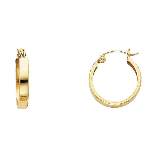 14K Yellow Gold Plain Square-Tube Hoop Earrings on white background - Italian Fashions