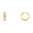 14K Yellow Gold Designer Openwork Huggie Earring on White Background