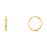 14K Yellow Gold Diamond-Cut Huggie Earring on White Background