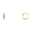 14K Yellow Gold Single-Row CZ Huggie Earring on White Background