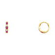 14K Yellow Gold Five-Stone Red and Clear CZ Huggie Earrings