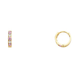 14K Yellow Gold Five-Stone Pink and Clear CZ Huggie Earrings