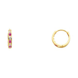14K Yellow Gold Six-Stone Red and Clear CZ Huggie Earrings