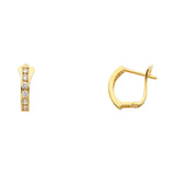 14K Yellow Gold Single-Row CZ Huggie Earring on White Background