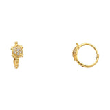 14K Yellow Gold Turtle Huggie Earrings on white background - Italian Fashions