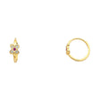 14K Yellow Gold Petite Flower Huggie Earrings on white background - Italian Fashions