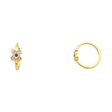 14K Yellow Gold Petite Flower Huggie Earrings on white background - Italian Fashions