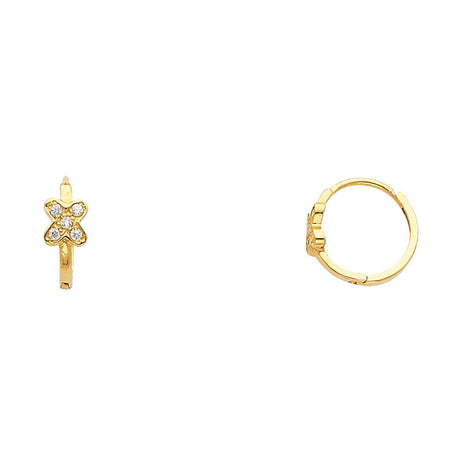 14K Yellow Gold Star Huggie Earrings on white background - Italian Fashions