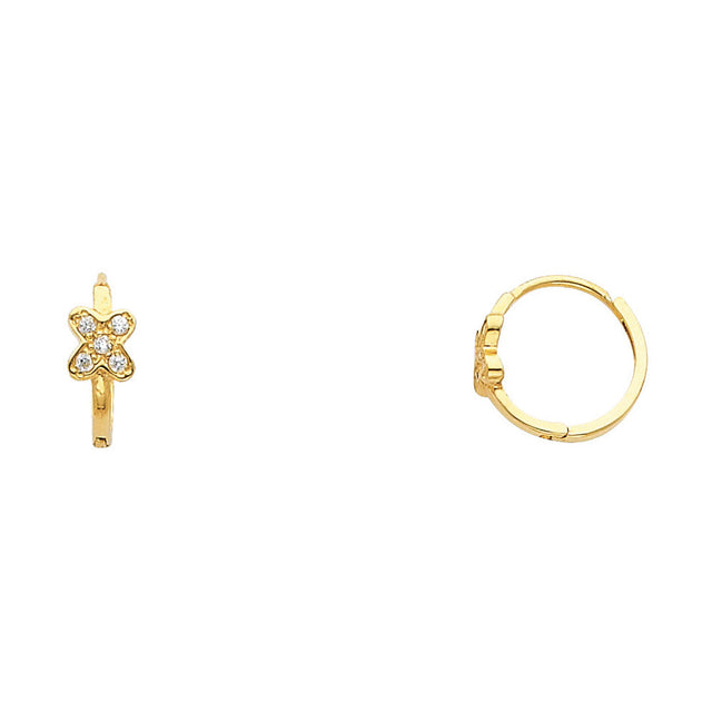 14K Yellow Gold Star Huggie Earrings on white background - Italian Fashions