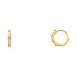 14K Yellow Gold Single-Row CZ Huggie Earring on White Background