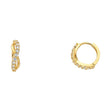 14K Yellow Gold Infinity Huggie Earrings on white background - Italian Fashions
