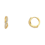 14K Yellow Gold Infinity Huggie Earrings on white background - Italian Fashions