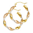 14K Tricolor Gold Small Swirl Hoop Earrings on white background - Italian Fashions