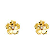 14K Yellow Gold CZ Flower Stud Earrings on White Background