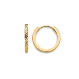 14K Yellow Gold Diamond-Cut Huggie Earring on White Background